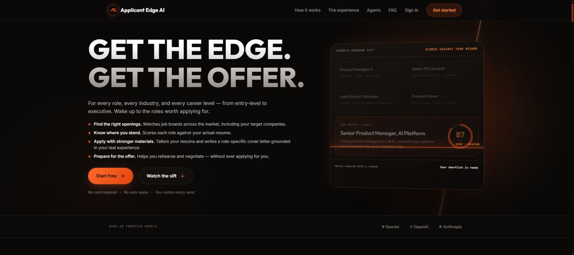 Applicant Edge AI website preview