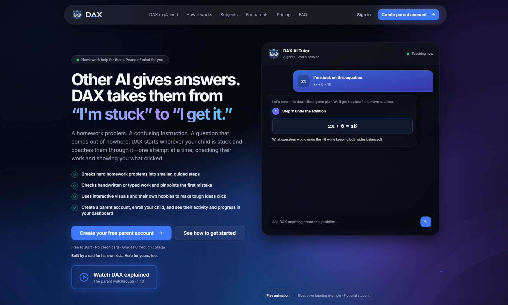 DAX by MathHelper.io website preview