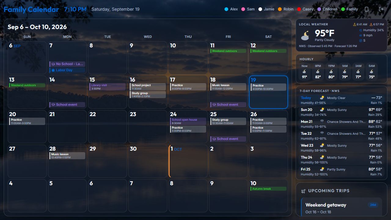 Family Calendar — The household, at a glance. Personal details removed.